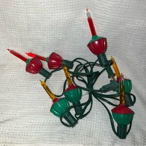 Vintage Christmas Bubble Lights Set 7 with cord - works red green holiday